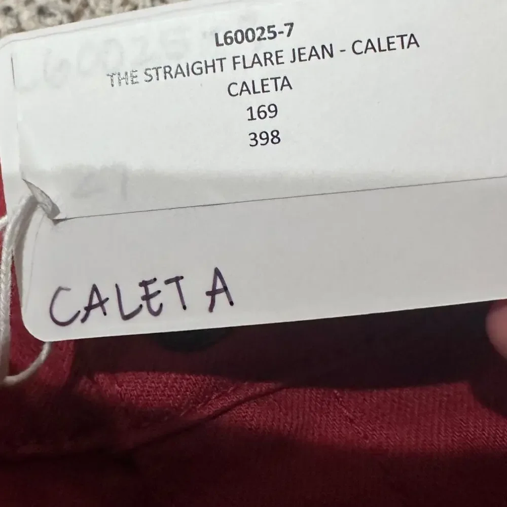 Johnny Was Jade Caleta The Straight Flare Jean Red Floral Feminine Boho, size 27 - Picture 4 of 11